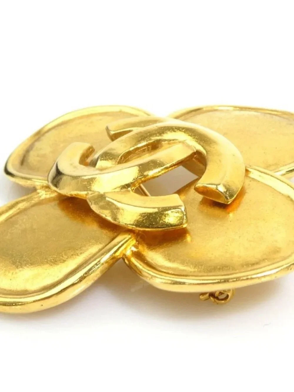 CHANEL Vintage CC Logo Brooch Gold Metal